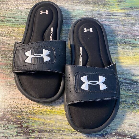 Under Armour Black and White Cushioned Sandals - Picture 1 of 2